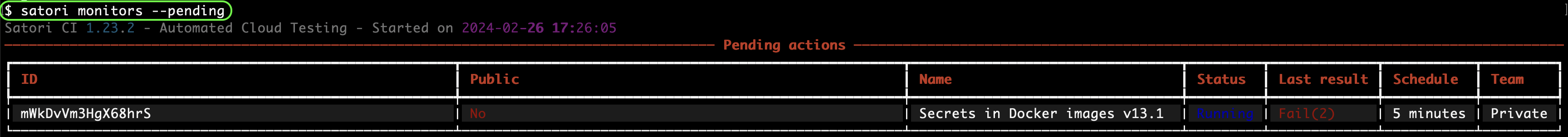 Pending Actions on Monitor